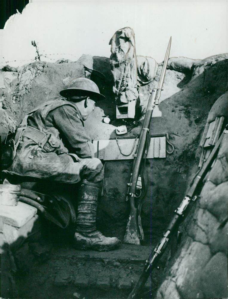 BBC series about WWII trenches - Vintage Photograph