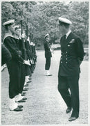 English State Visit 1956. The Duke of Edinburgh inspects the HonnÃ¶rskompaniet at Berga - Vintage Photograph