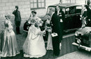 English State Visit 1956. The Swedish King Parade arrives at Drottningholms Theater together with Queen Elizabeth and the Duke of Edinburgh - Vintage Photograph