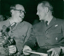 New Scout Manager Bengt Junker and Outgoing Count GÃ¶sta Lewenhaupt at the Scout Association's Annual Meeting in the Concert Hall - Vintage Photograph