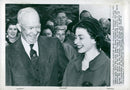 English Queen Elizabeth talks with President Eisenhower - Vintage Photograph