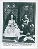 English Queen Elizabeth and the Duke of Edinburgh visit the Canadian Parliament - Vintage Photograph