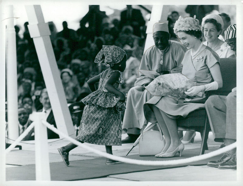 English Queen Elizabeth visits Sierra Leone in West Africa in 1961 - Vintage Photograph