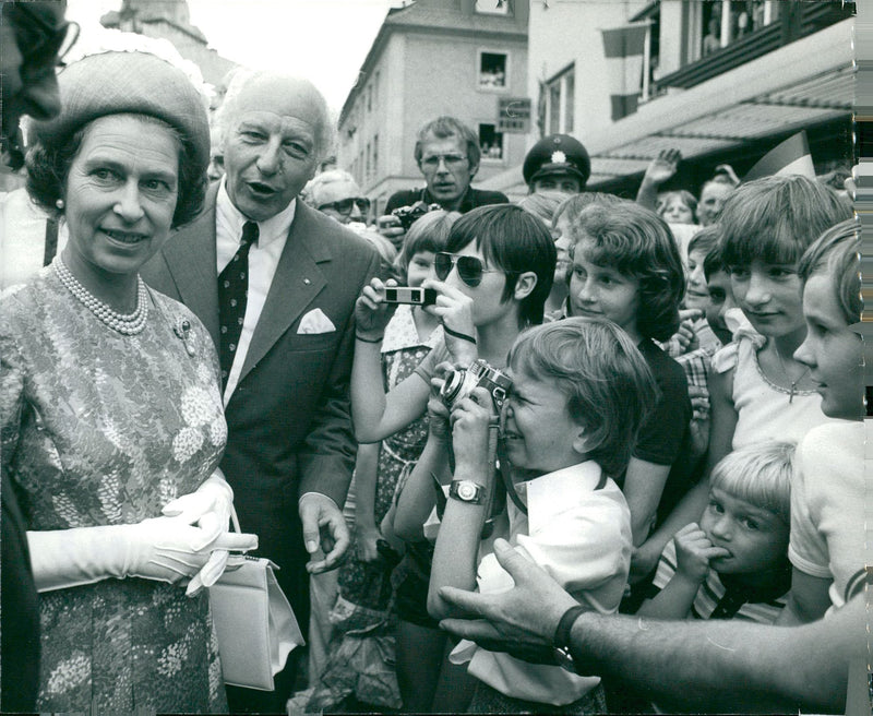 English Queen Elizabeth together with German politician Walter Scheel - Vintage Photograph