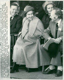 English Queen Elizabeth views the Royal Jersey parade together with Peter Aizlewood and President D.C. Dalton. - Vintage Photograph