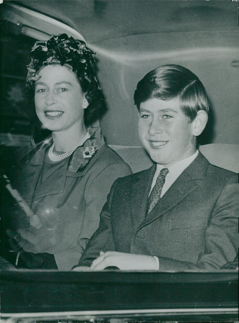 Prince Charles of Wales and Queen Elizabeth. - Vintage Photograph