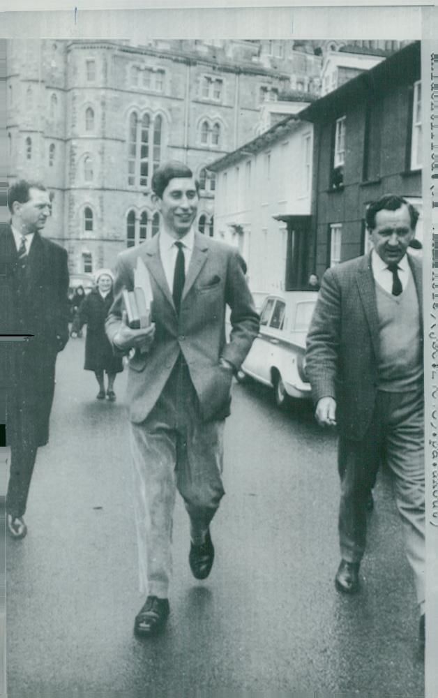 Prince Charles of Wales on his way to a lesson in Welsh. - Vintage Photograph