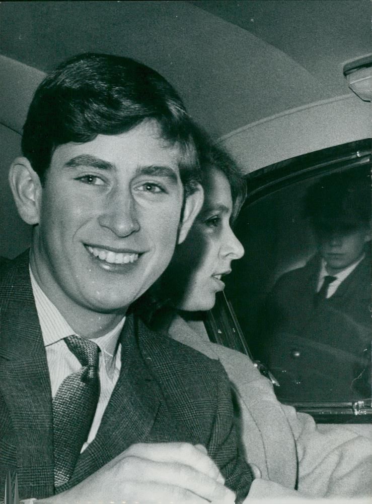 Prince Charles of Wales and Princess Anne leave Buckingham Palace. - Vintage Photograph