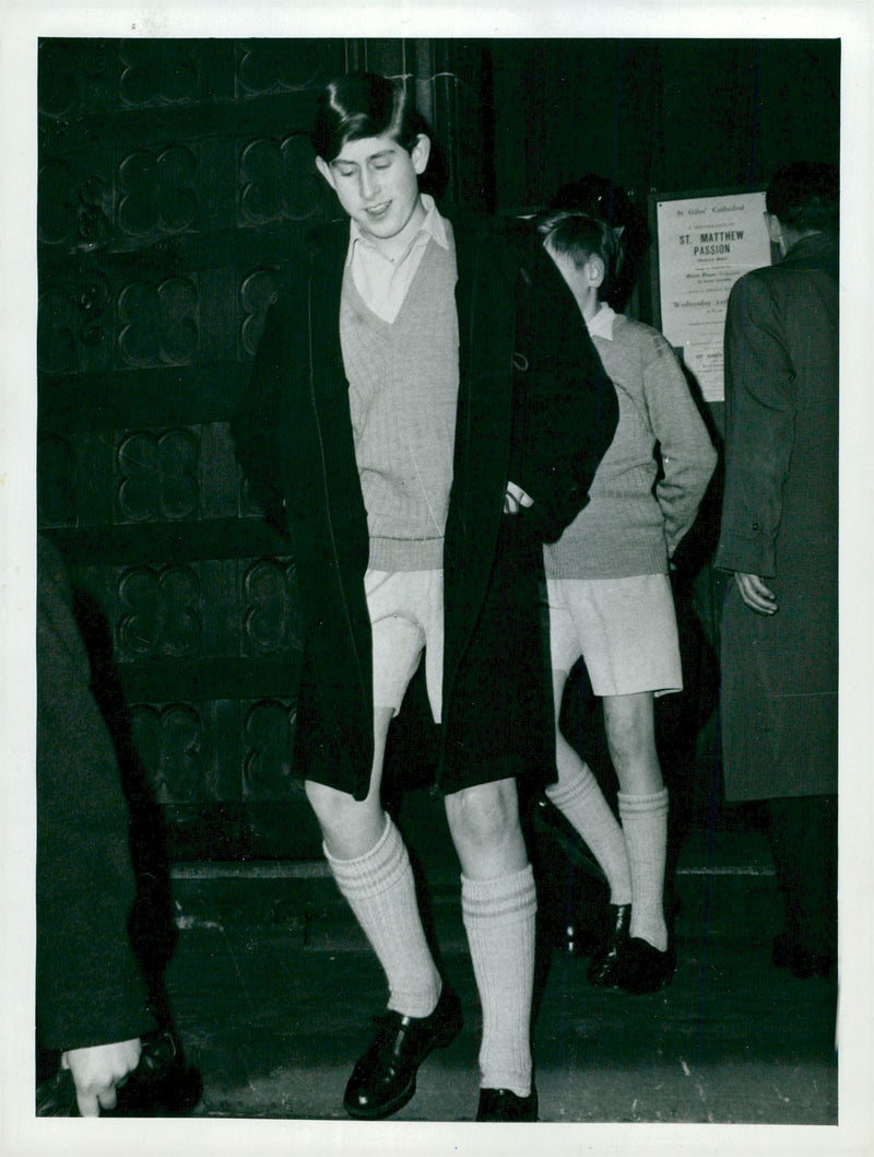 Prince Charles of Wales leaves St. Giles's Cathedral. - Vintage Photograph