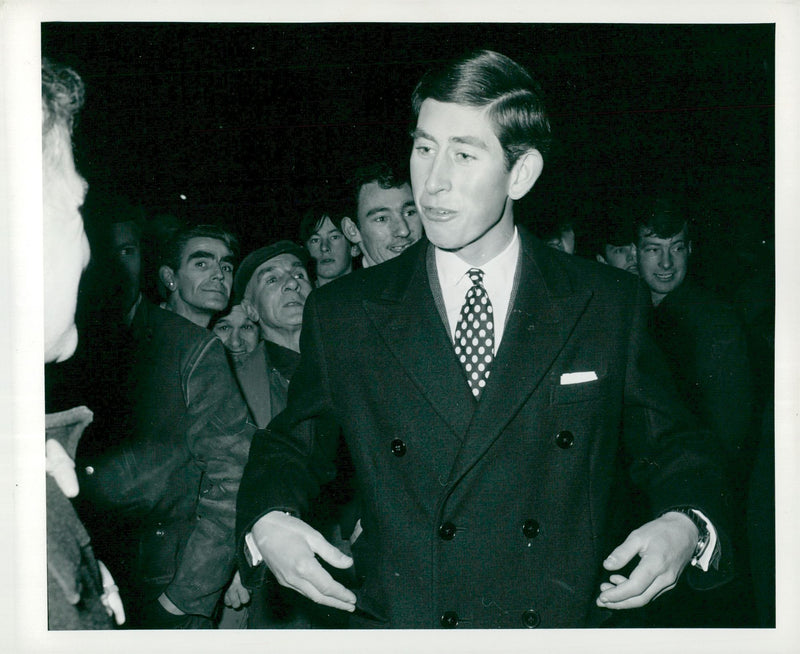 Prince Charles of Wales visits Q2 Liner at John Brown Shipyard. - Vintage Photograph