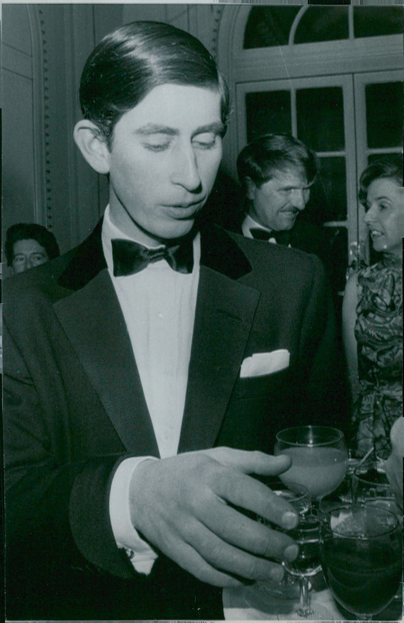 Prince Charles of Wales participated at the Helicopter Club's dinner at Hyde Park Hotel. - Vintage Photograph