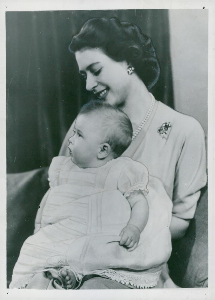 Crown Princess Elizabeth II and Prince Charles at Buckingham Palace - Vintage Photograph