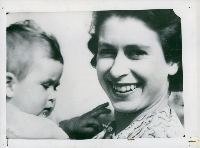 Prince Charles with Mom Princess Elizabeth II - Vintage Photograph