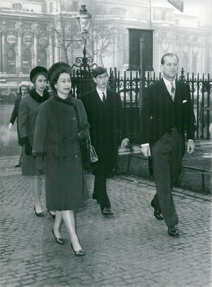 Queen Elizabeth II, Duke of Edinburgh, Prince Charles and Princess Anne - Vintage Photograph