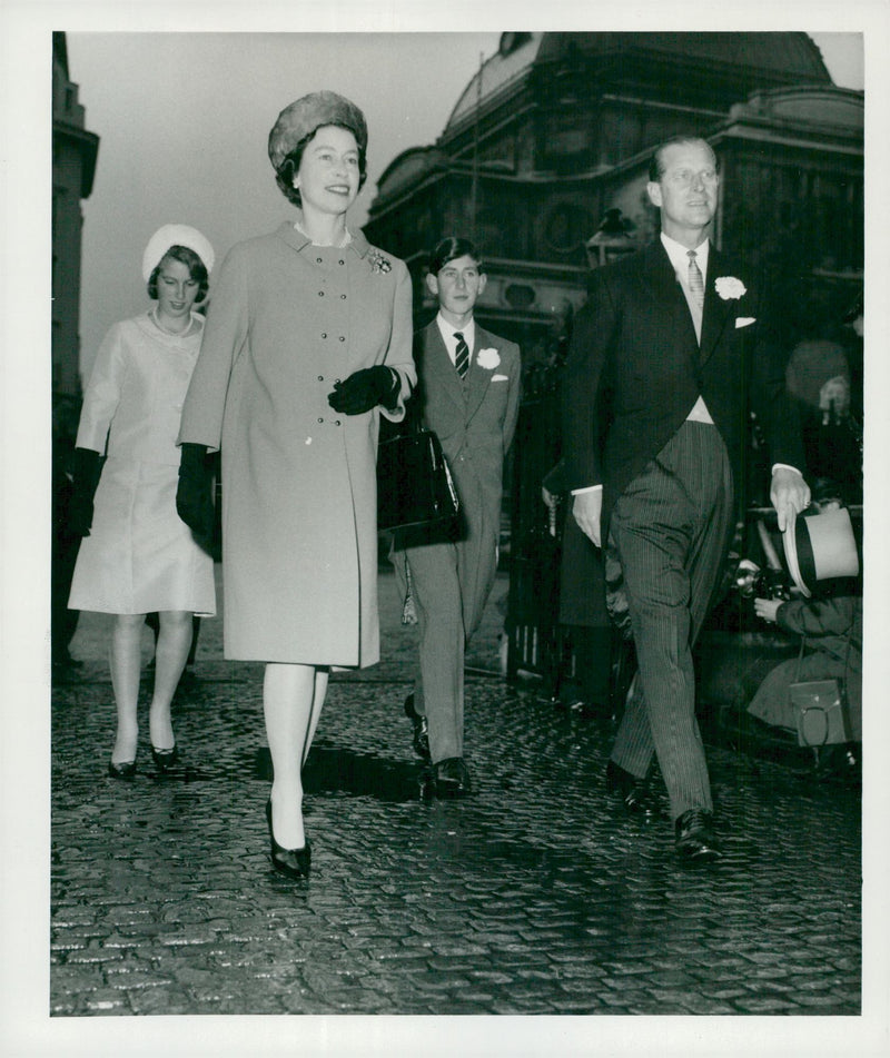 Queen Elizabeth II, Duke of Edinburgh, Prince Charles and Princess Anne - Vintage Photograph