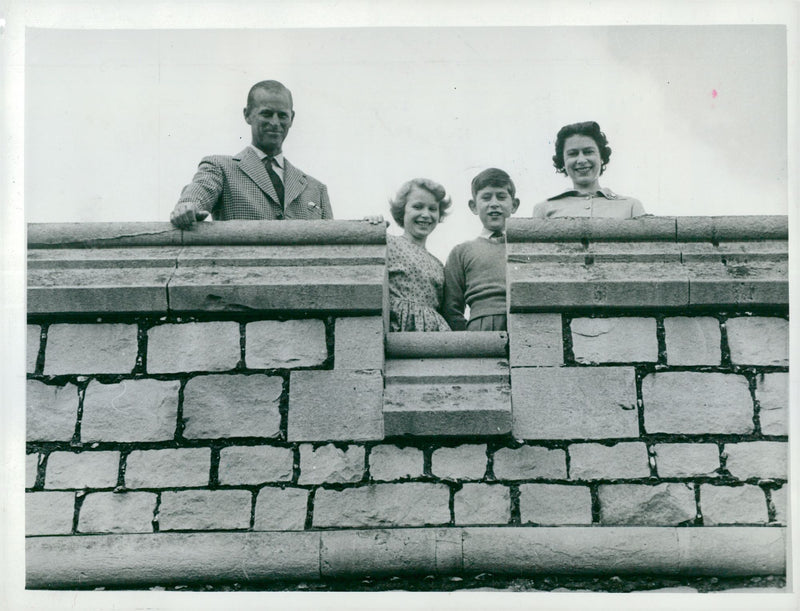 Queen Elizabeth II, Duke of Edinburgh, Prince Charles and Princess Anne - Vintage Photograph