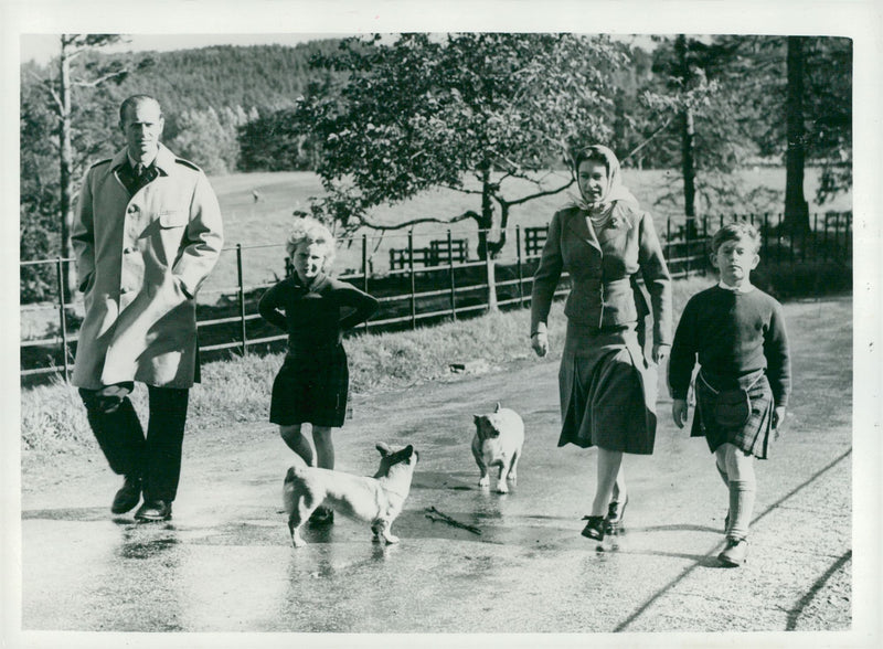 Queen Elizabeth II, Duke of Edinburgh, Prince Charles and Princess Anne - Vintage Photograph