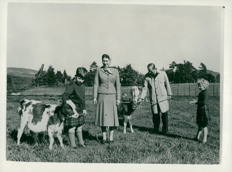 Queen Elizabeth II, Duke of Edinburgh, Prince Charles and Princess Anne - Vintage Photograph