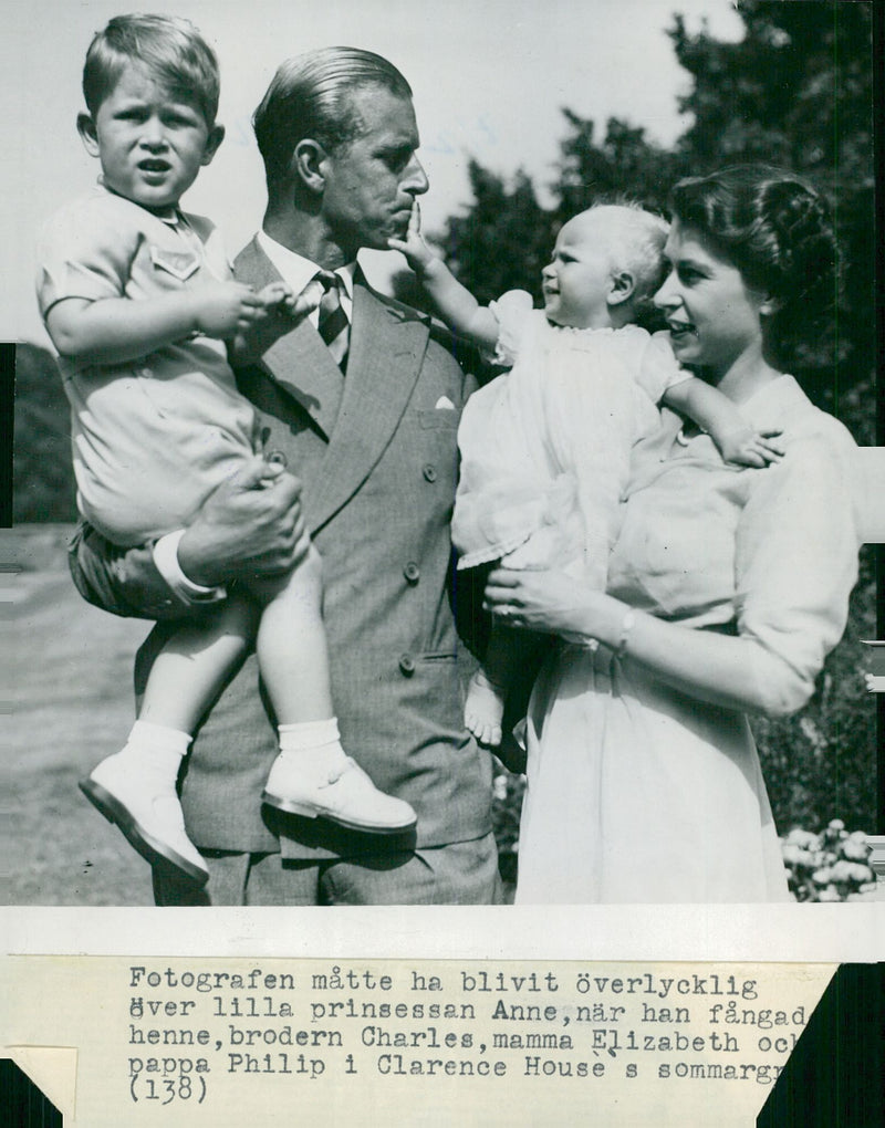 Queen Elizabeth II, Duke of Edinburgh, Prince Charles and Princess Anne - Vintage Photograph