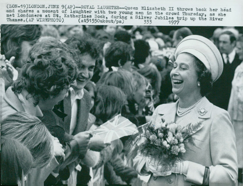 English Queen Elizabeth II during her Silver Jubilee River Progress - Vintage Photograph