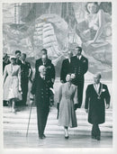 Queen Elizabeth together with King Haakon during the Oslo visit - Vintage Photograph