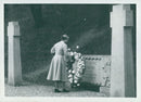 Queen Elizabeth closes a wreath - Vintage Photograph