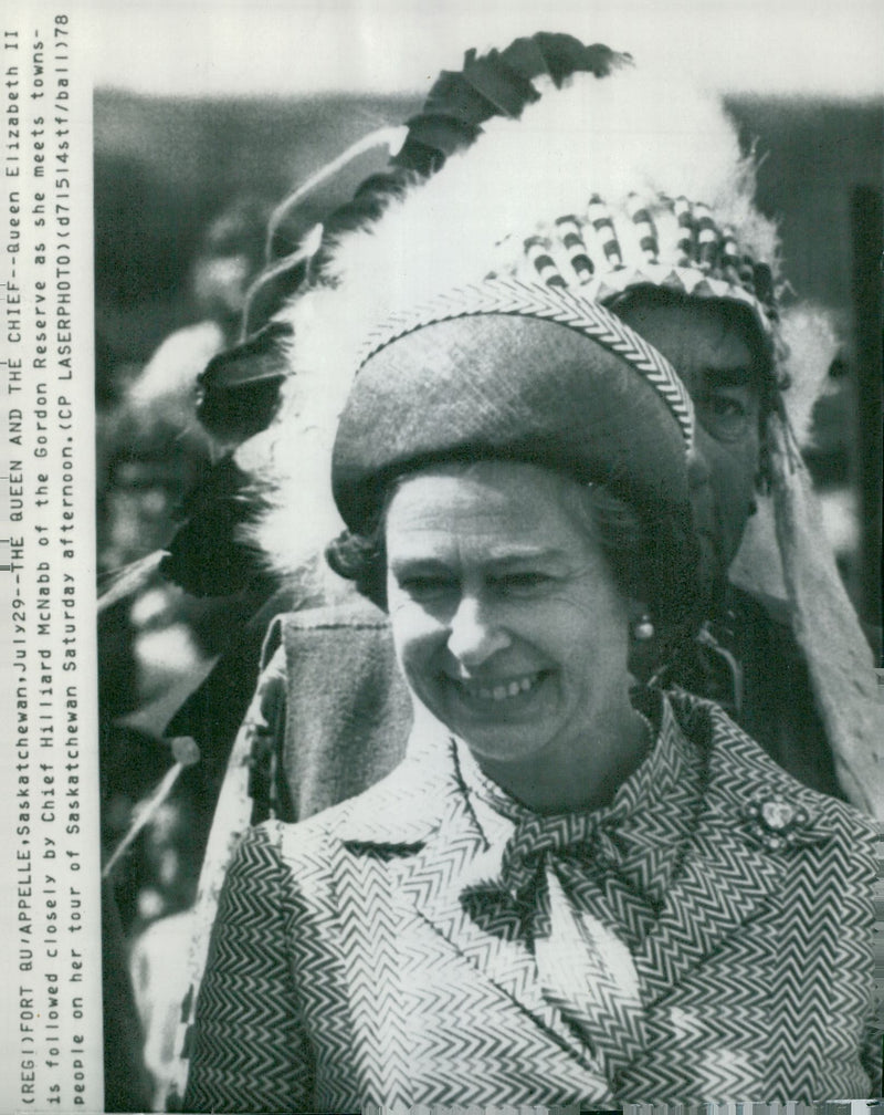 Elizabeth Queen Elizabeth II and Chief Hilliard McNabb. - Vintage Photograph