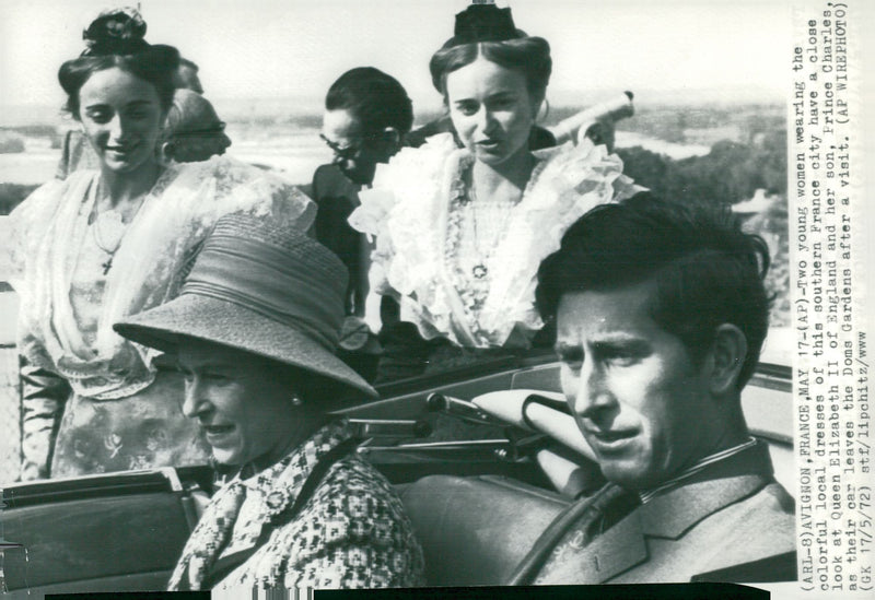 Queen Elizabeth II and Prince Charles. - Vintage Photograph