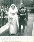 The Princess Anne is brought to the altar by his father, Duke of Edinburgh, in Westminster Abbey - Vintage Photograph