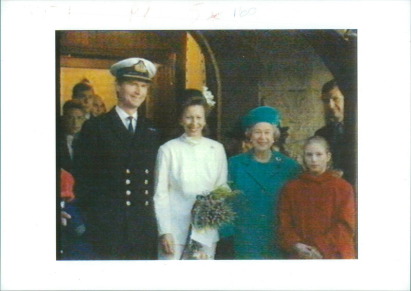 Princess Anne, Timothy Laurence, Queen Elizabeth II and Zara Phillips. - Vintage Photograph