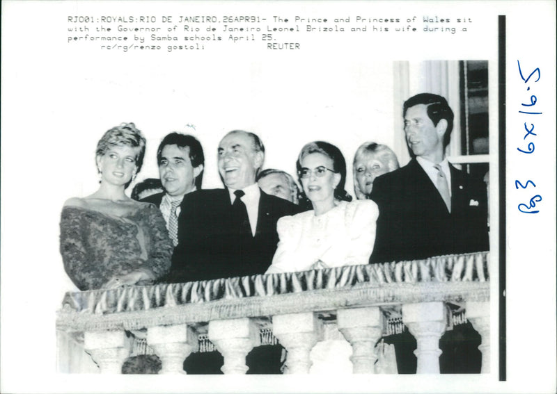 Prince Charles, Princess Diana and Mr. and Mrs. Leonel Brizola. - Vintage Photograph