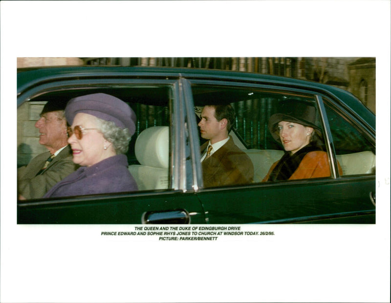 Queen Elizabeth II, Duke of Edinburgh, Prince Edward and Sophie Rhys-Jones. - Vintage Photograph