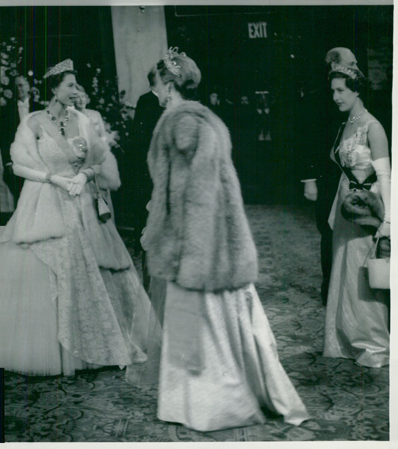 Queen Elizabeth II, Queen Louise and Princess Margaret arrive at the Covent Garden Opera House - Vintage Photograph