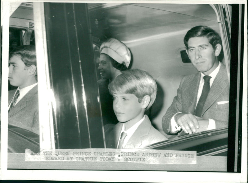 Queen Elizabeth II, Prince Charles, Prince Edward and Prince Andrew. - Vintage Photograph