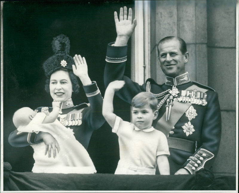 Queen Elizabeth II, Prince Philip, Prince Edward and Prince Andrew. - Vintage Photograph