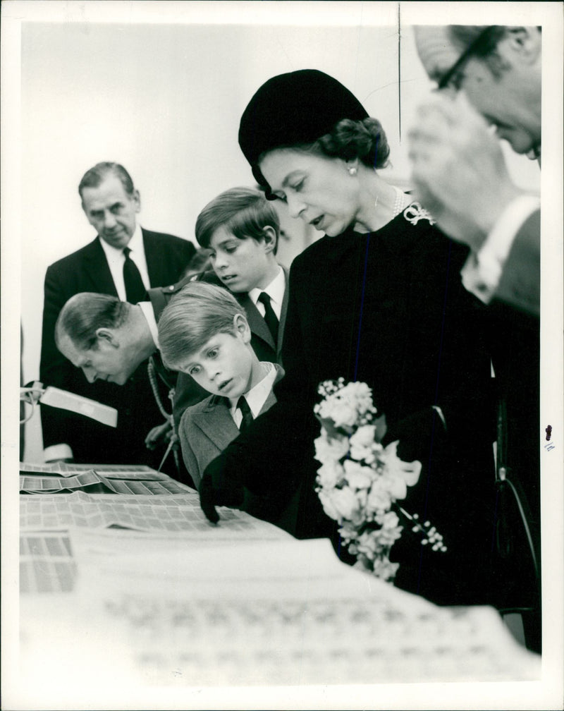 Queen Elizabeth II, Prince Philip, Prince Edward and Prince Andrew. - Vintage Photograph