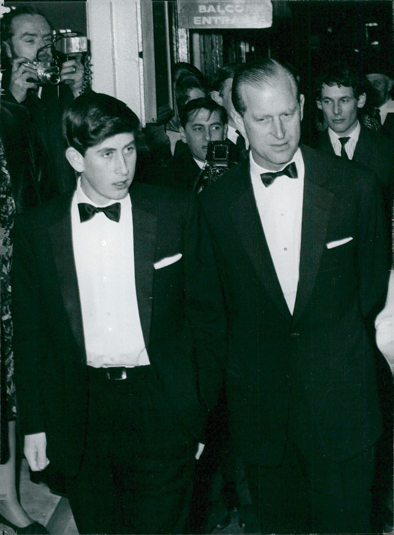 Prince Charles and Prince Philip at the theater - Vintage Photograph