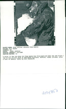 Army officer with his baby. - Vintage Photograph