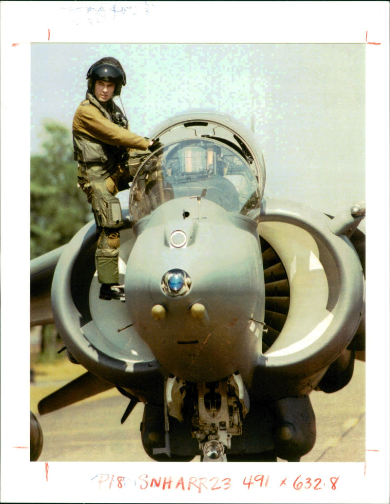 British Harrier pilot. - Vintage Photograph