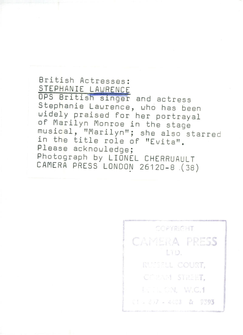 Stephanie Lawrence, British singer, music artist and actress - Vintage Photograph