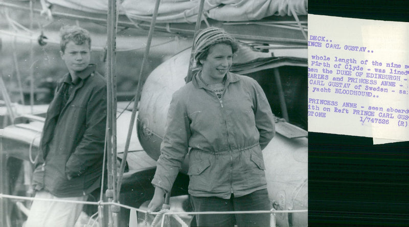 Prince Carl Gustaf and Princess on board "Bloodhound" Anne - Vintage Photograph