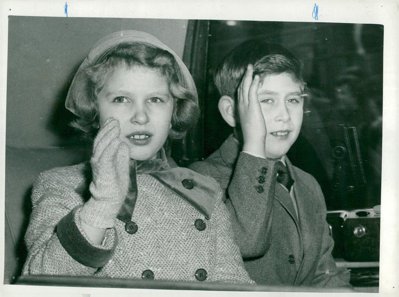 Prince Charles and Princess Anne at Liverpool Station. - Vintage Photograph