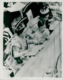 Queen of the Queen, Prince Charles and Princess Margaret under the crown of Queen Elizabeth - Vintage Photograph