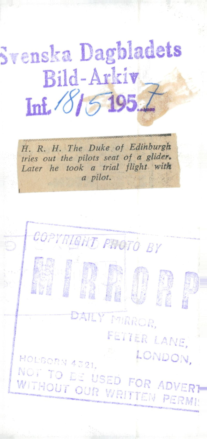 Prince Philip proves a gliding plane - Vintage Photograph