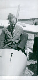 Prince Philip proves a gliding plane - Vintage Photograph