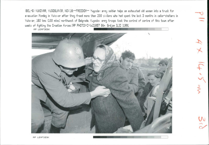 Troops helped people climbed. - Vintage Photograph