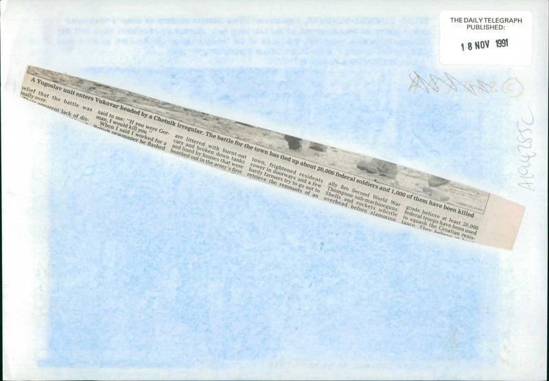 A Yugoslav unit enters Vukovar. - Vintage Photograph