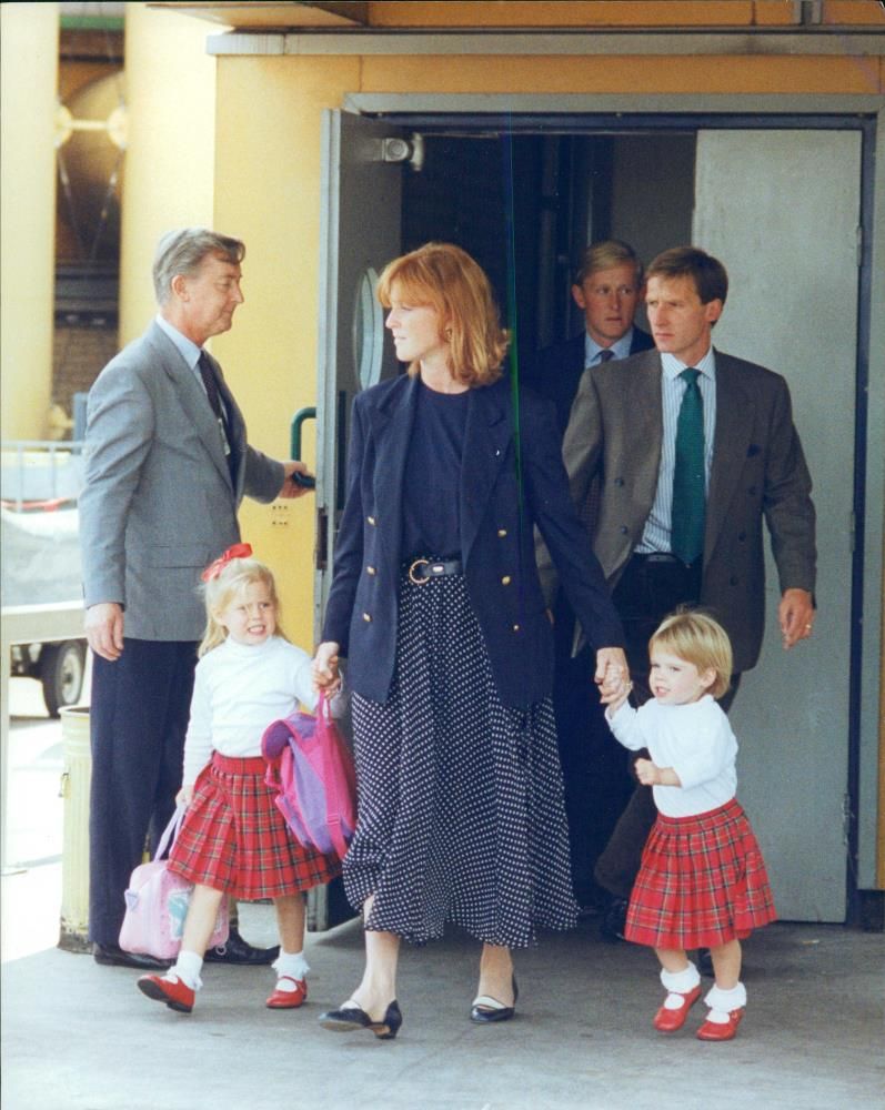 Duchess of York with her two children. - Vintage Photograph