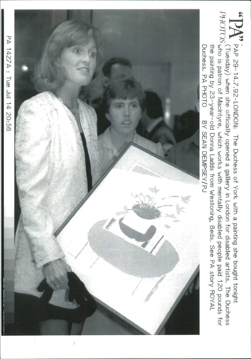 Duchess of York with a painting she bought. - Vintage Photograph