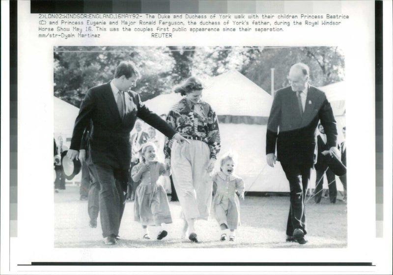 Duke and Duchess of York with Princess Beatrice. - Vintage Photograph